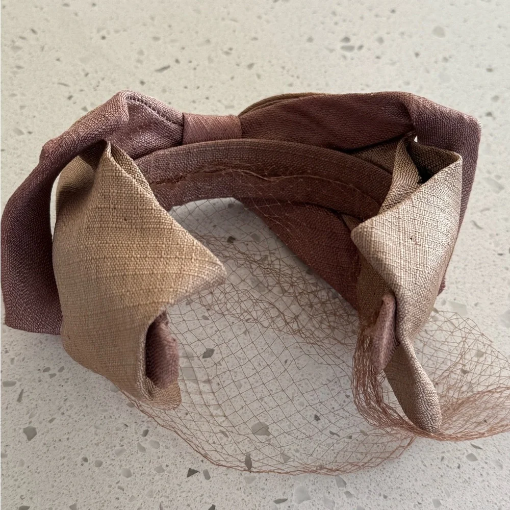 Vintage Bow Headband Style Hat with Netting - Picture 2 of 3